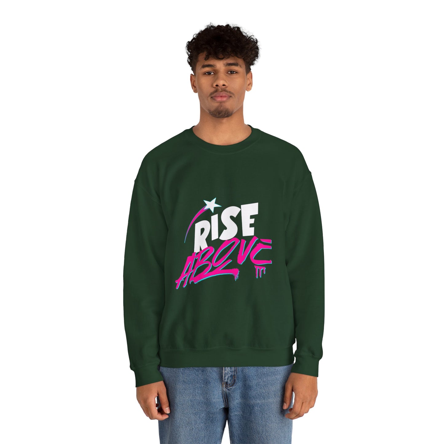 "Rise Above" Crewneck Sweatshirt – Sustainable Cotton Heavy Blend™, Shooting Star Design