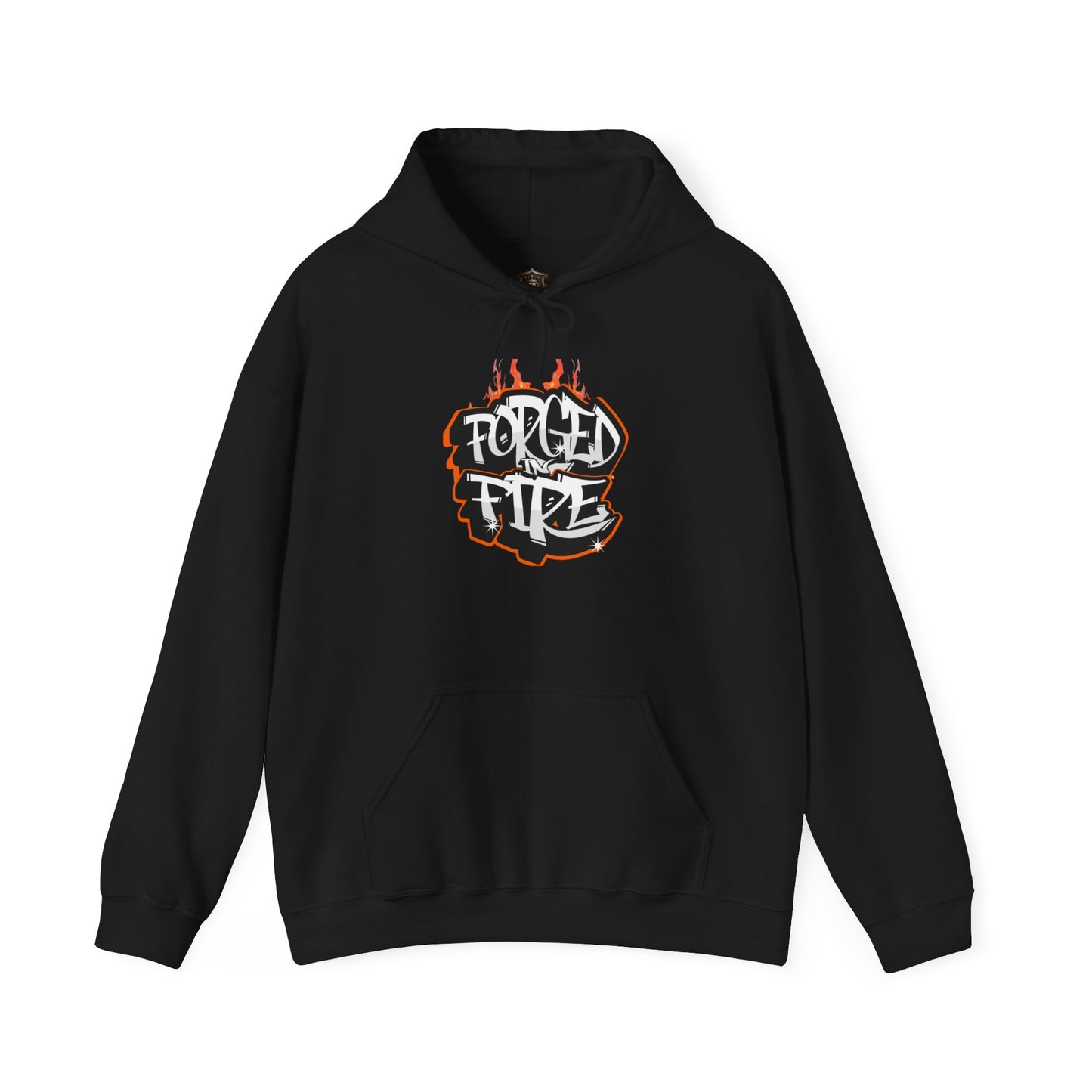 "Forged in Fire" Hoodie – Cotton-Poly Blend, Bold Flame Design