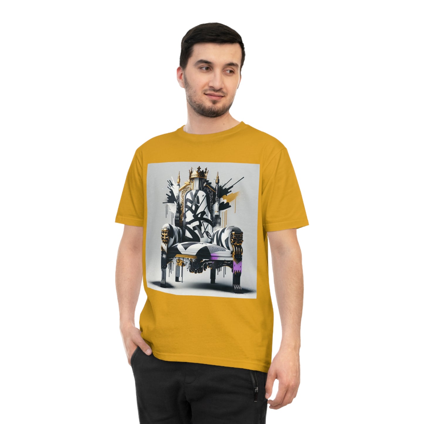 "Graffiti Throne" Classic Jersey T-shirt - Organic Cotton, Bold Urban Royalty Design