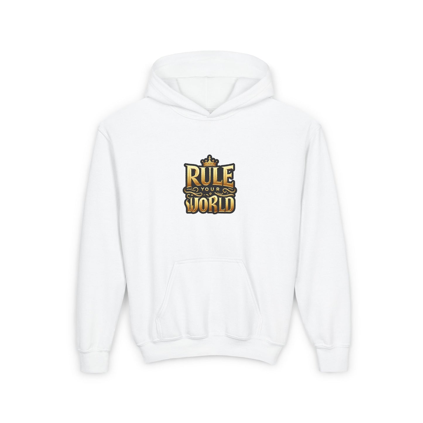 "Rule Your World" Hoodie – Bold Golden Typography, Premium Fit