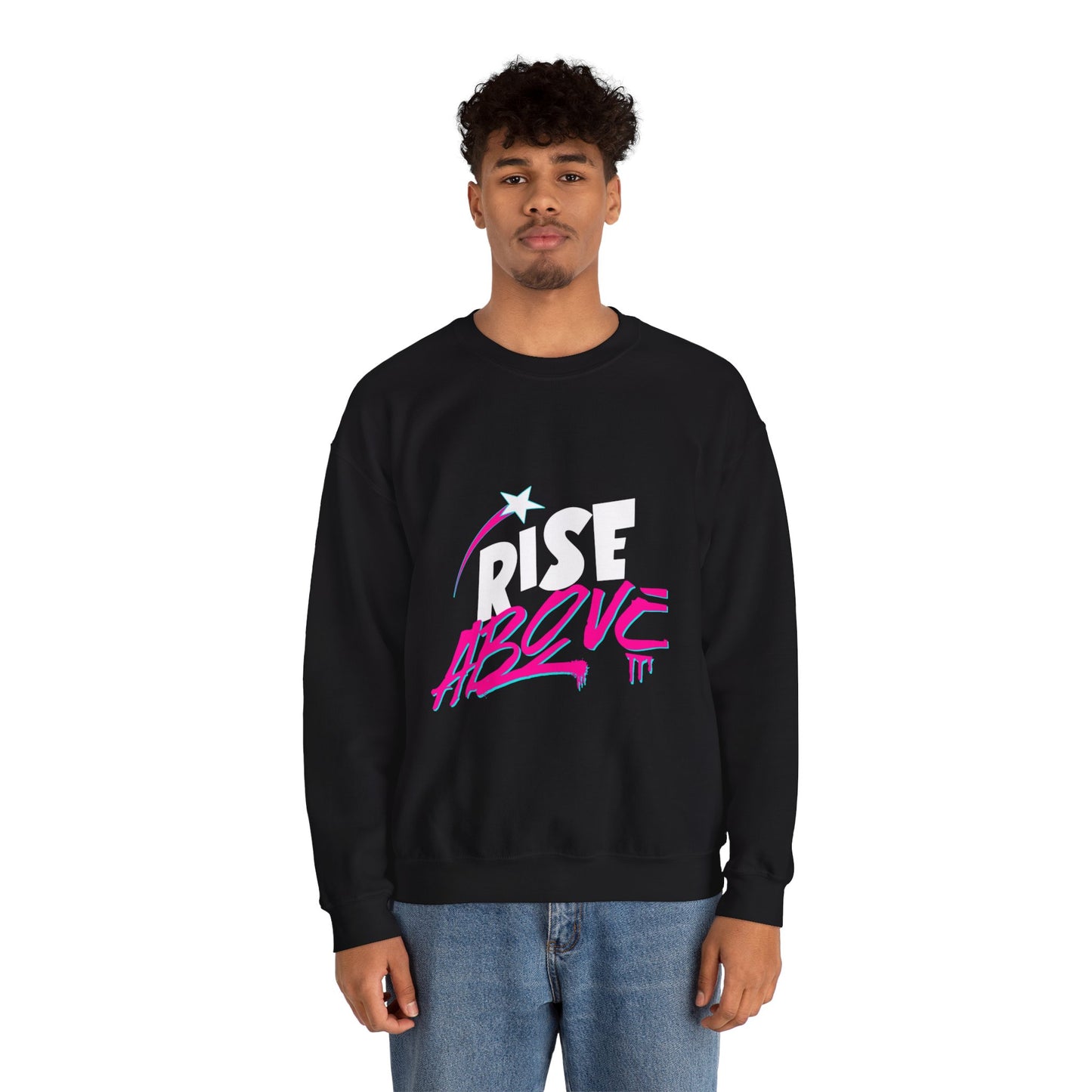 "Rise Above" Crewneck Sweatshirt – Sustainable Cotton Heavy Blend™, Shooting Star Design