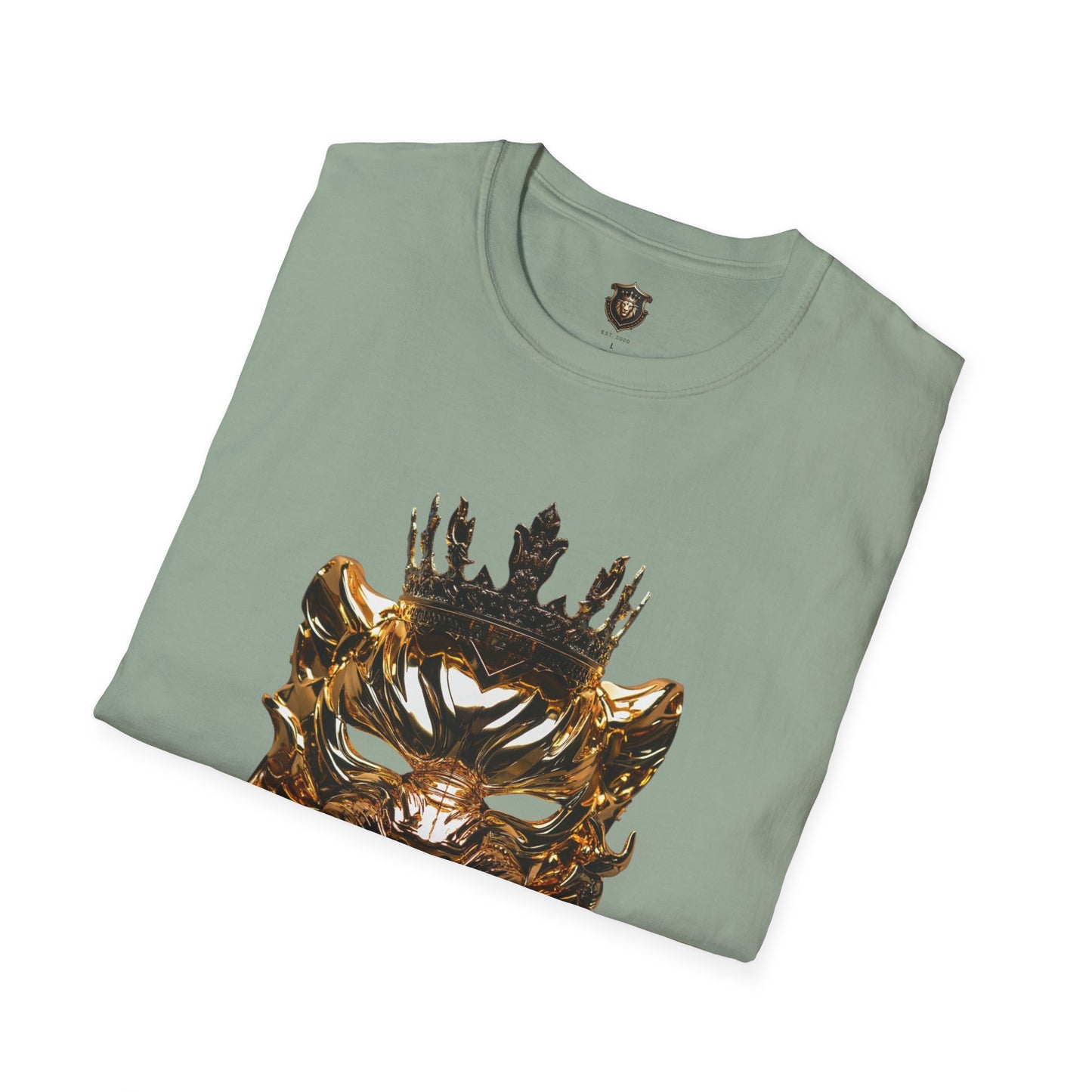 "Regal Mask" Graphic T-Shirt – 100% Cotton, Bold Lion Mask & Crown Design