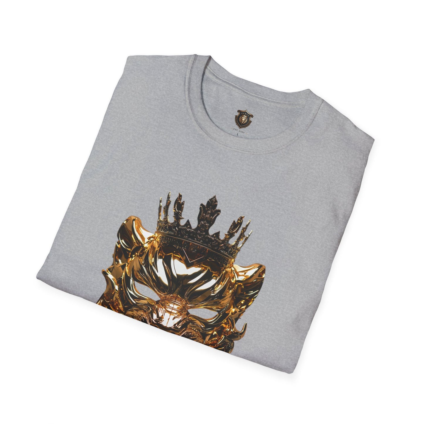 "Regal Mask" Graphic T-Shirt – 100% Cotton, Bold Lion Mask & Crown Design