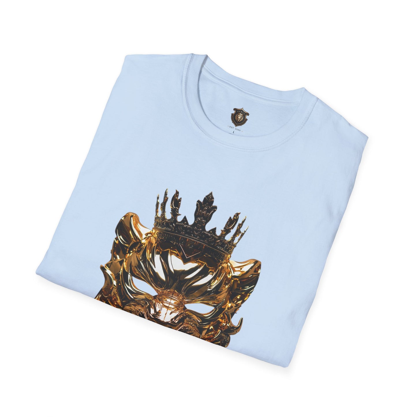 "Regal Mask" Graphic T-Shirt – 100% Cotton, Bold Lion Mask & Crown Design