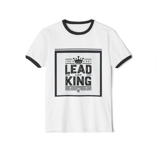 "Lead Like a King" Ringer T-Shirt – Cotton Blend, Bold Leadership Design