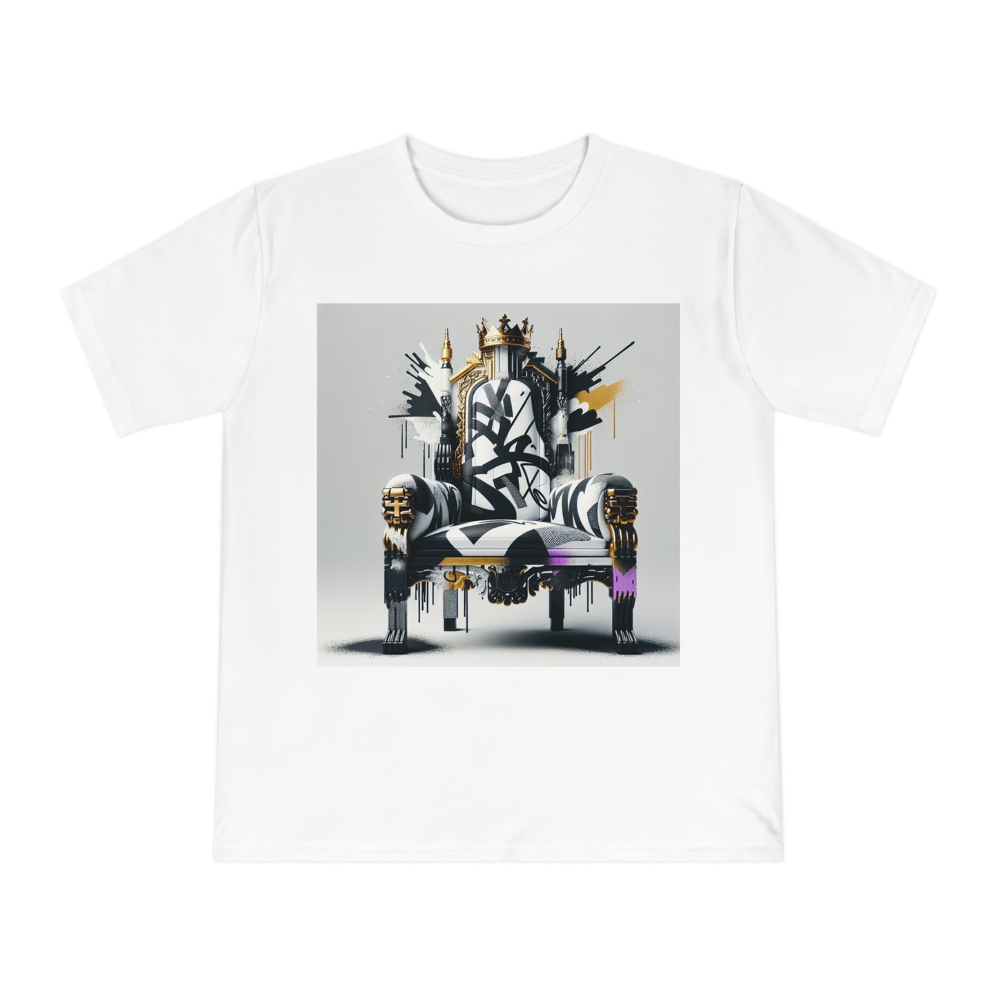 "Graffiti Throne" Classic Jersey T-shirt - Organic Cotton, Bold Urban Royalty Design