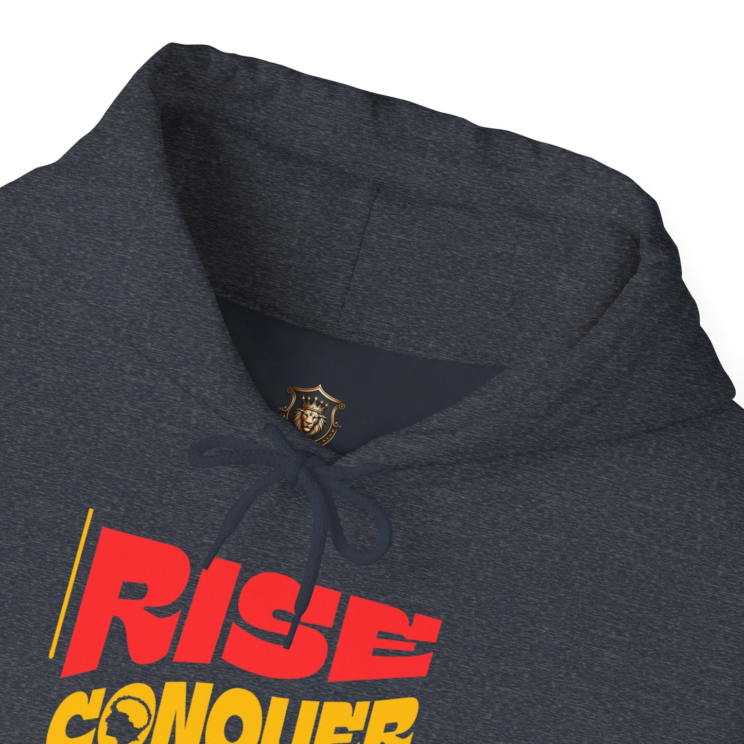 "Rise. Conquer. Rule." Hoodie – Cotton-Poly Blend, Motivational Sweatshirt for Everyday Empowerment