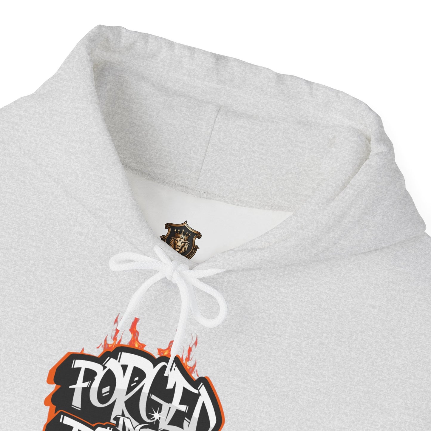 "Forged in Fire" Hoodie – Cotton-Poly Blend, Bold Flame Design