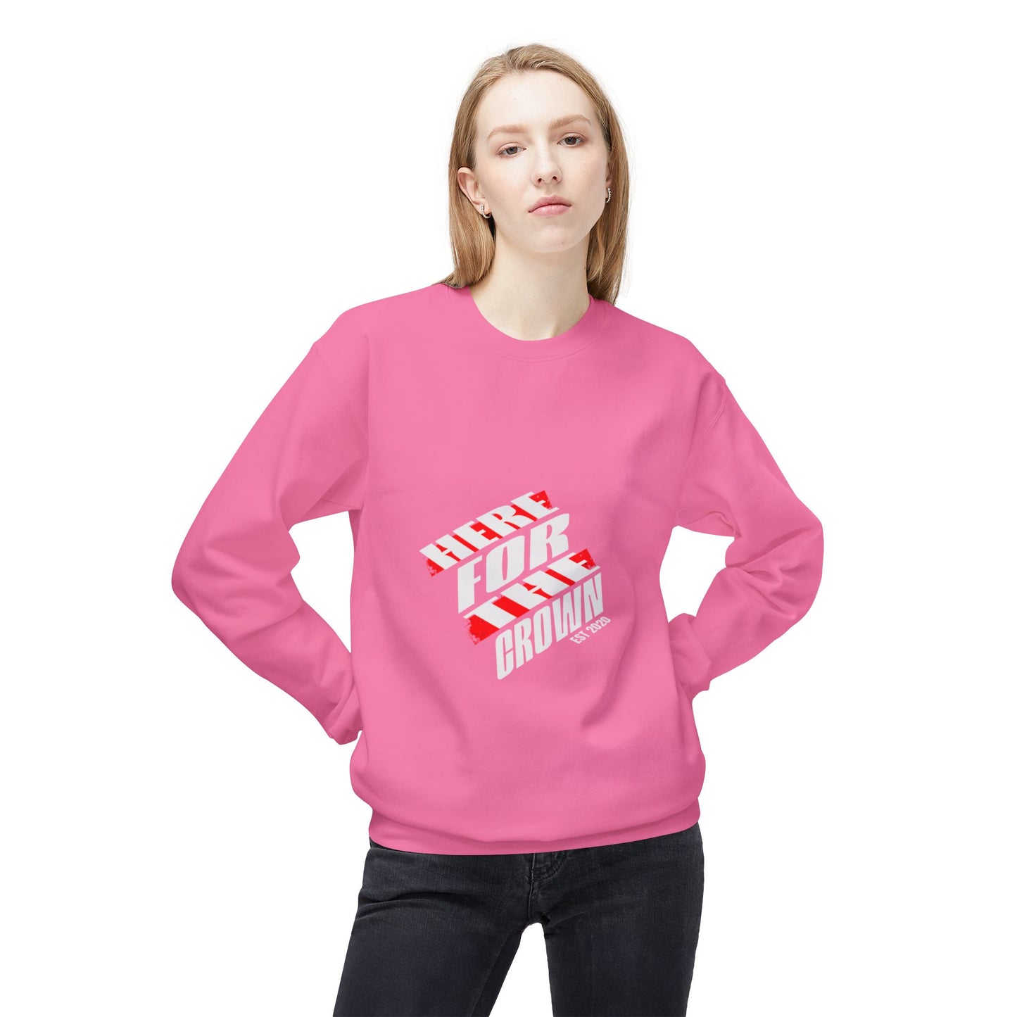 "Here for the Crown" Sweatshirt – Cotton-Poly Blend, Relaxed Fit