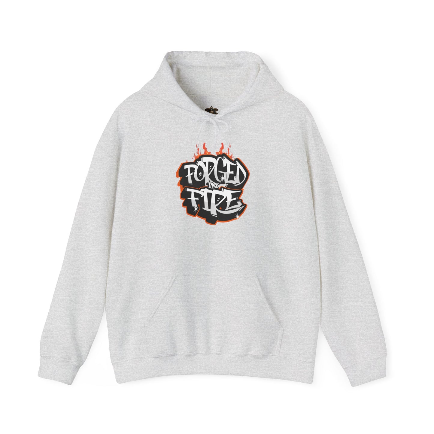 "Forged in Fire" Hoodie – Cotton-Poly Blend, Bold Flame Design