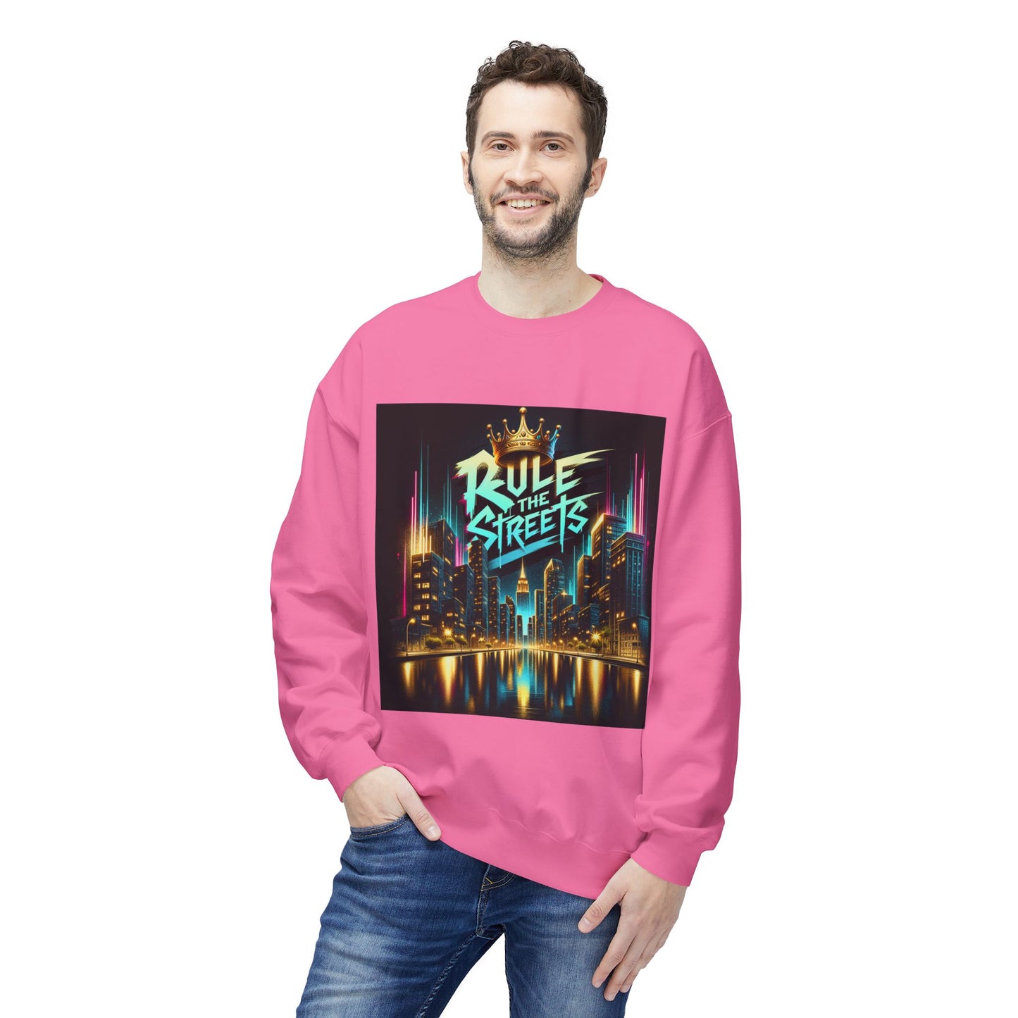 "Rule the Streets" Sweatshirt – Urban Nightscape Design, Classic Fit