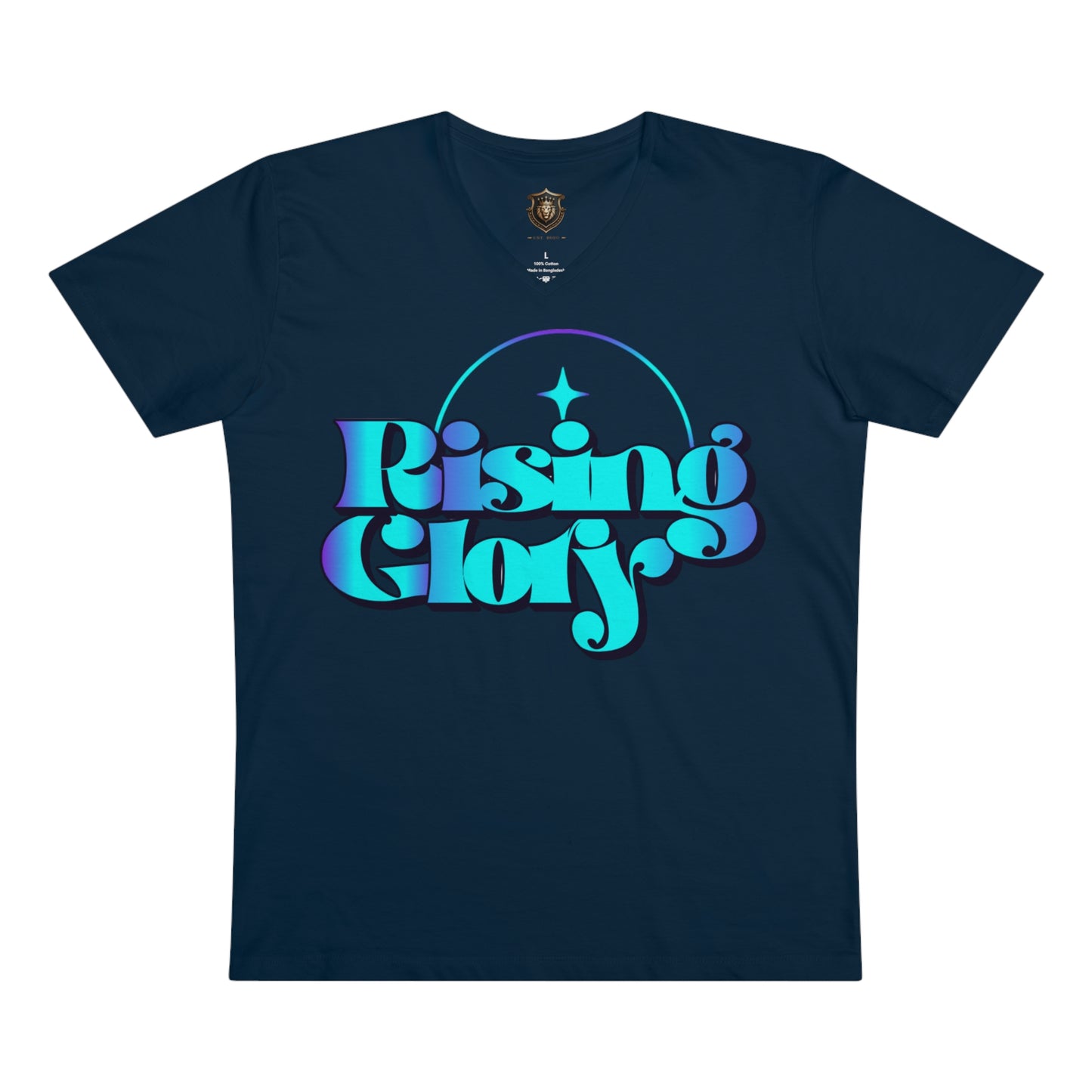 "Rising Glory" V-Neck T-Shirt – Organic Cotton, Shooting Star Statement Design