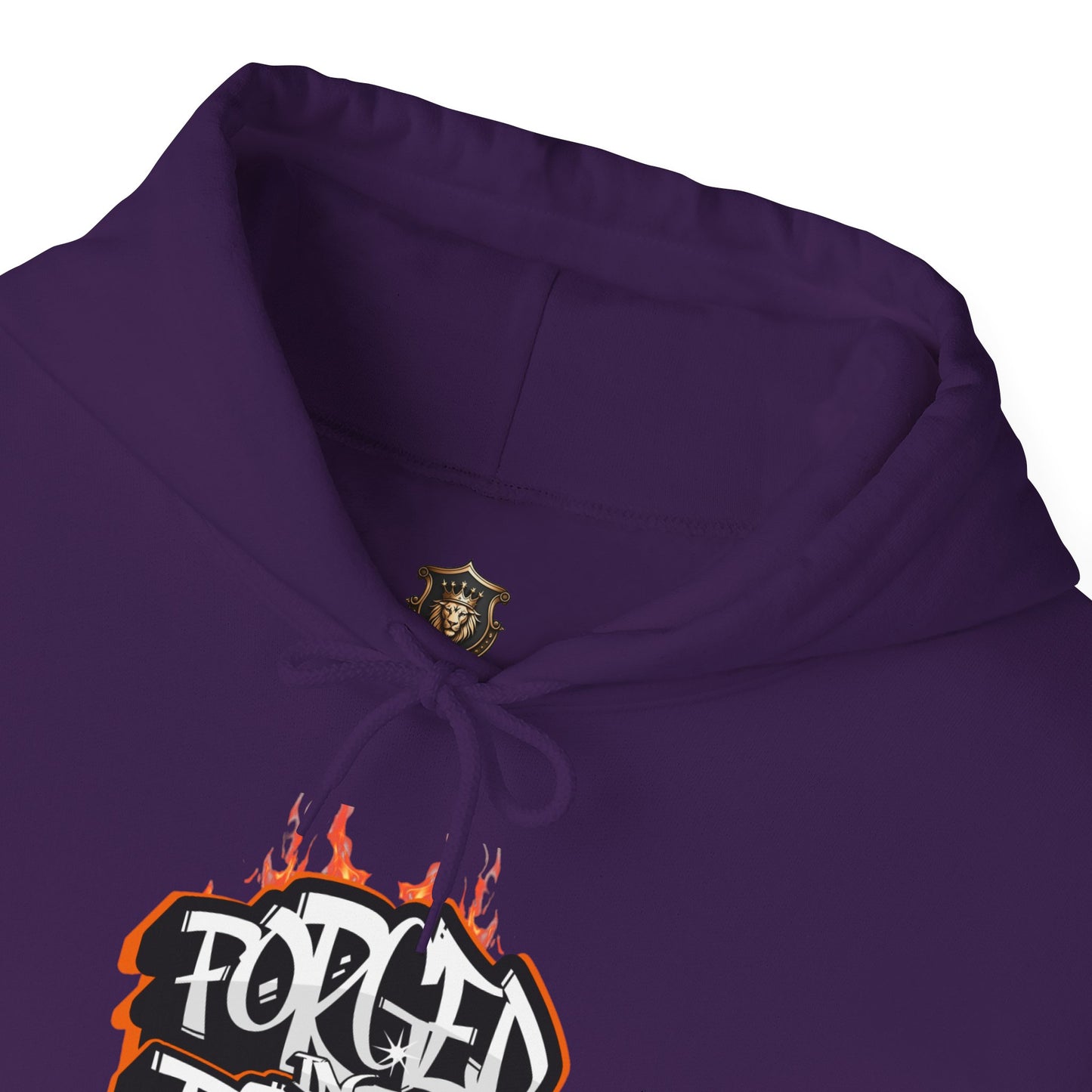 "Forged in Fire" Hoodie – Cotton-Poly Blend, Bold Flame Design