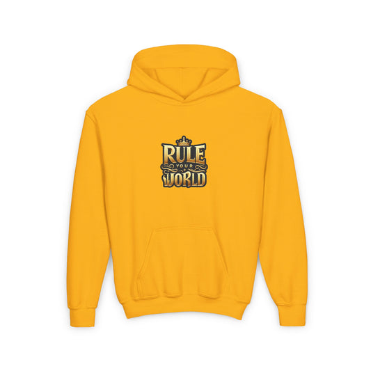 "Rule Your World" Hoodie – Bold Golden Typography, Premium Fit