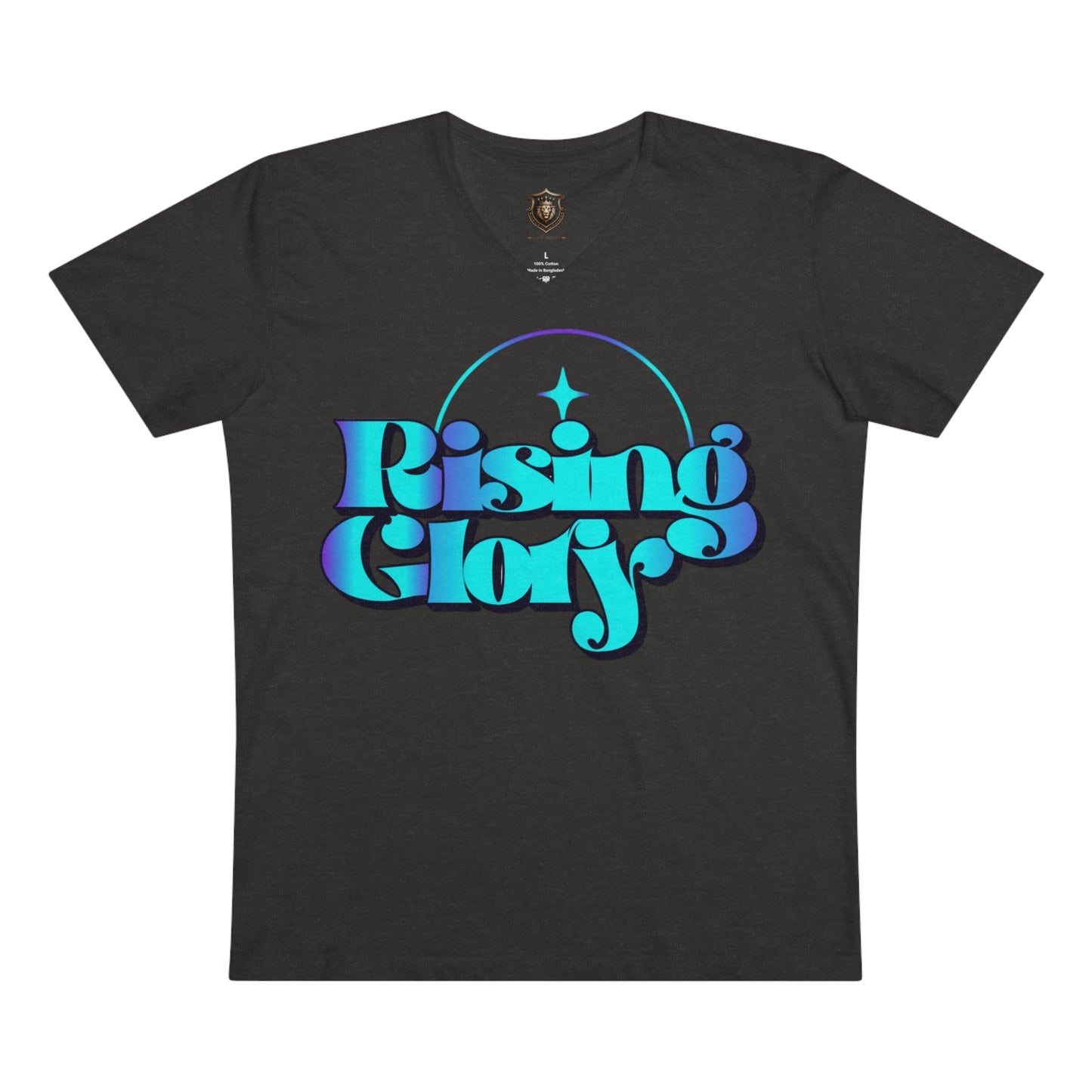 "Rising Glory" V-Neck T-Shirt – Organic Cotton, Shooting Star Statement Design