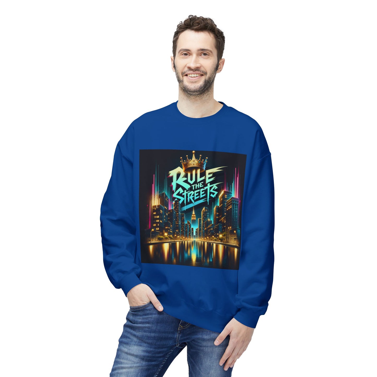 "Rule the Streets" Sweatshirt – Urban Nightscape Design, Classic Fit