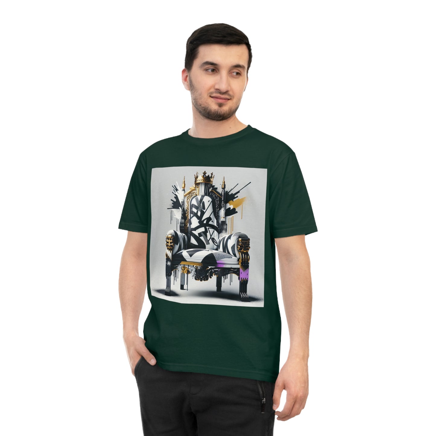 "Graffiti Throne" Classic Jersey T-shirt - Organic Cotton, Bold Urban Royalty Design