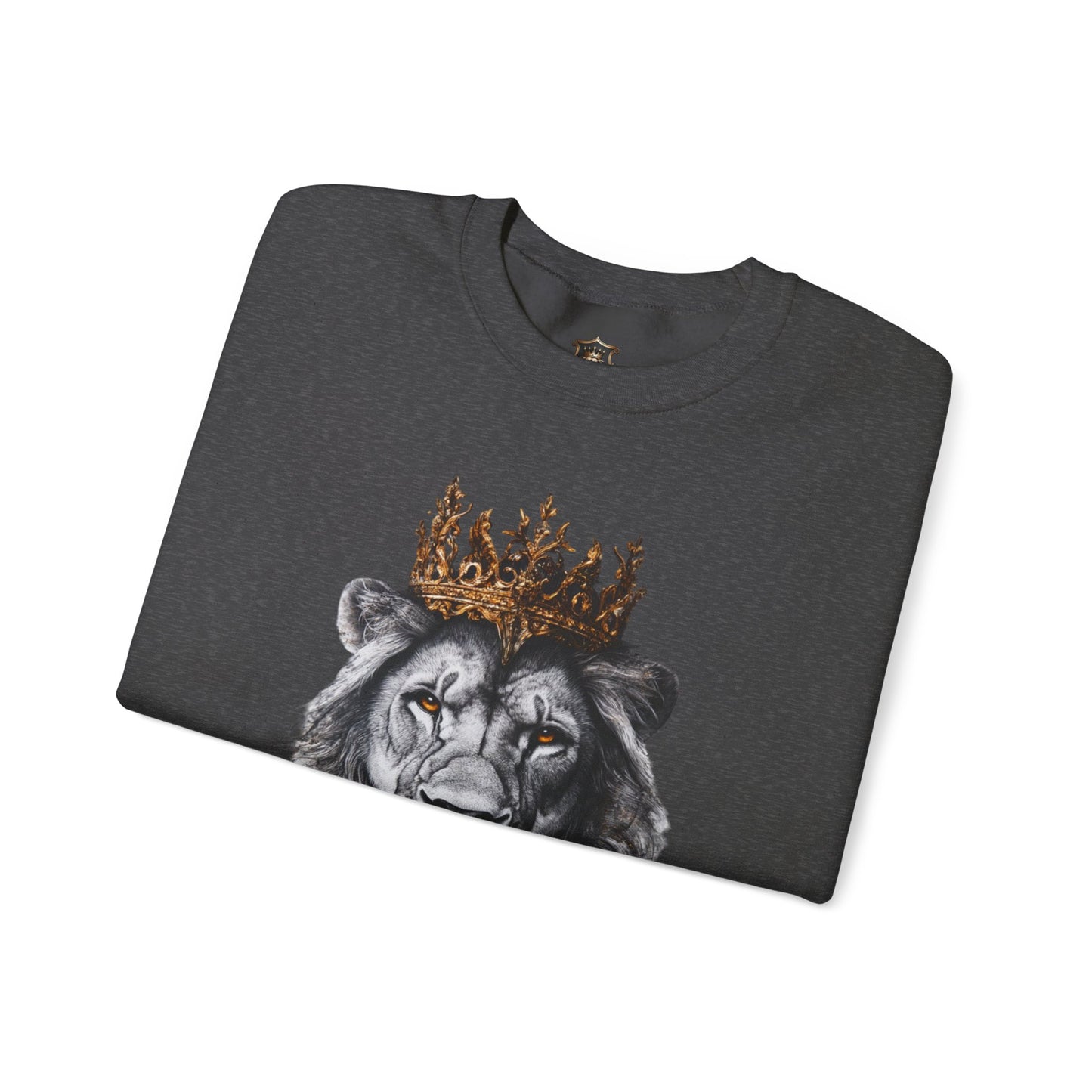 "Fierce Royalty" Sweatshirt – Durable Cotton, Golden Crown Lion Design