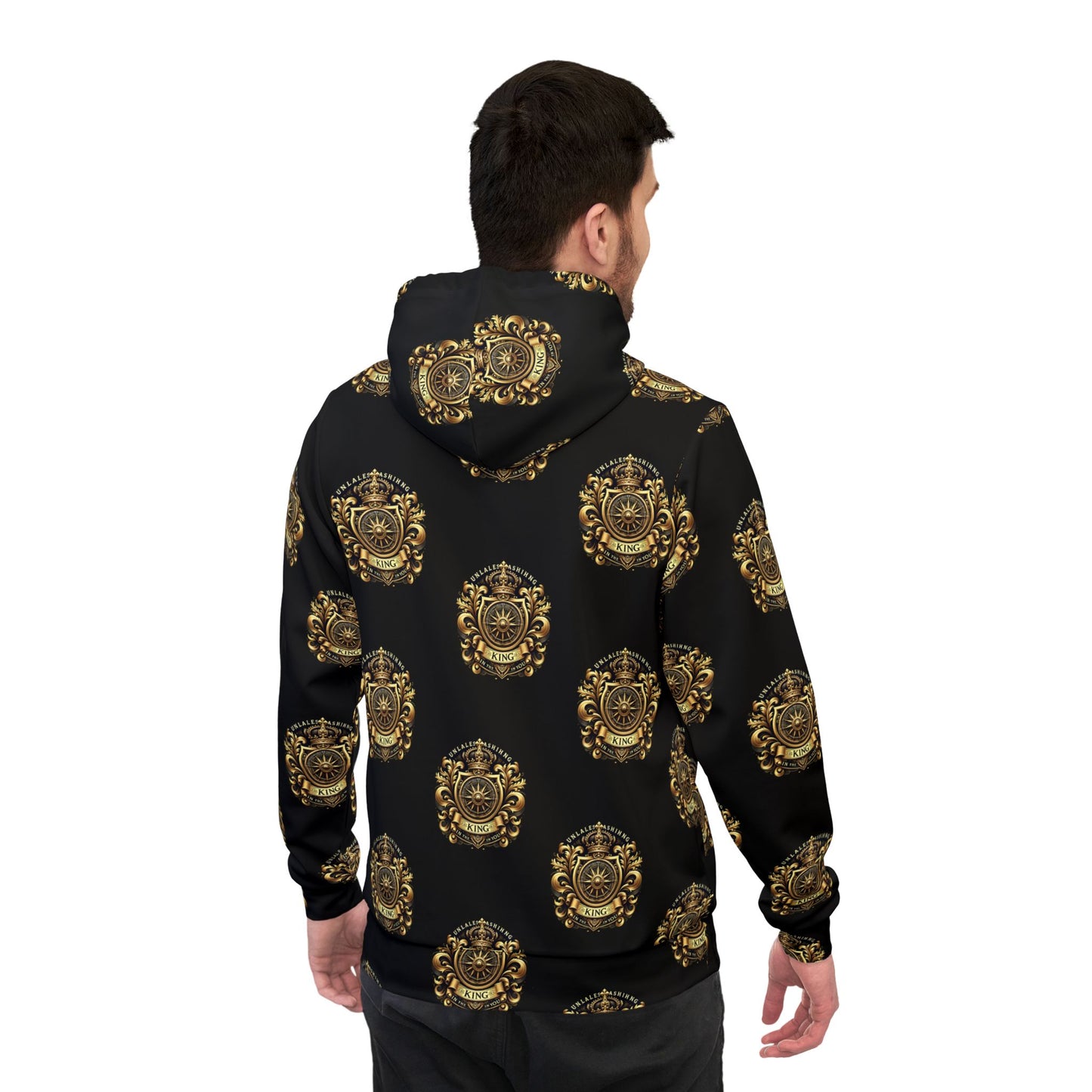 Luxurious Gold Pattern Athletic Hoodie - Stylish Sportswear for Trendsetters