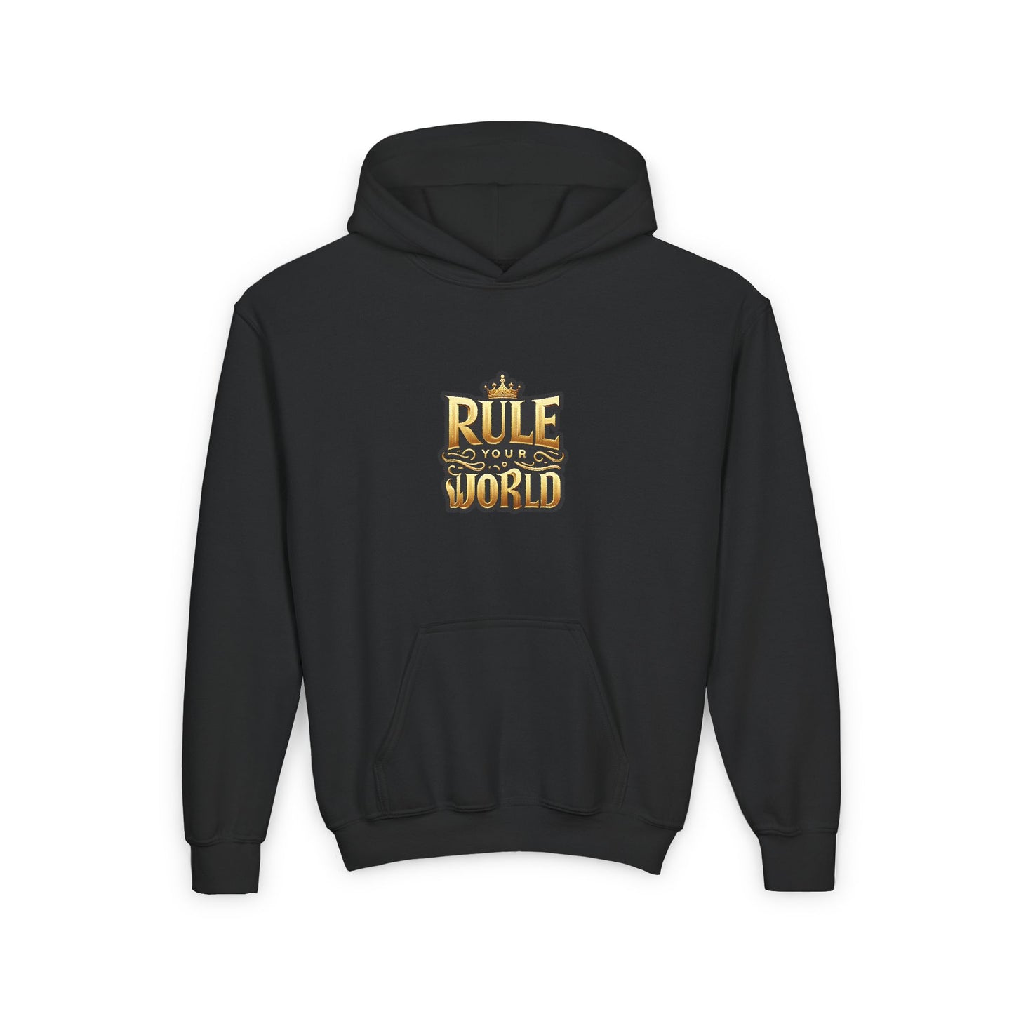 "Rule Your World" Hoodie – Bold Golden Typography, Premium Fit