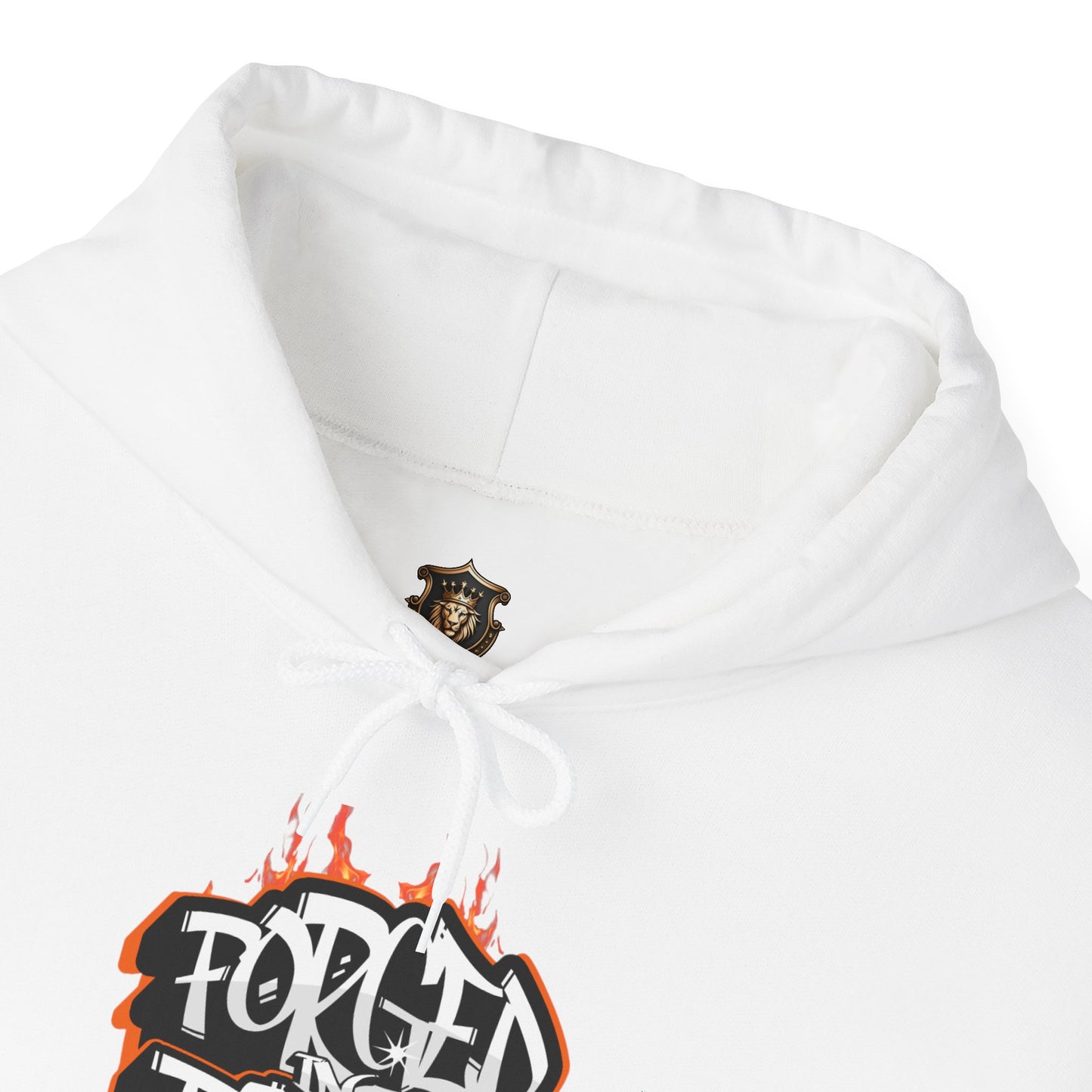 "Forged in Fire" Hoodie – Cotton-Poly Blend, Bold Flame Design