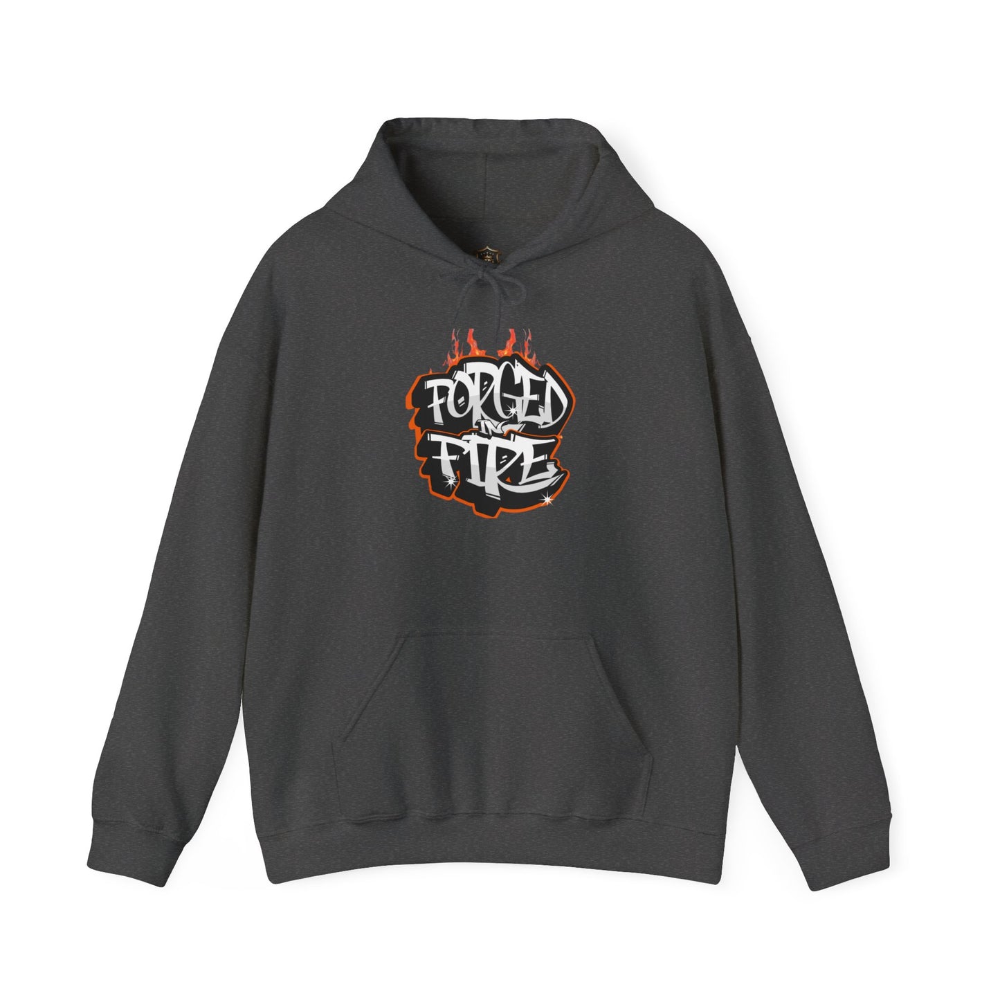 "Forged in Fire" Hoodie – Cotton-Poly Blend, Bold Flame Design