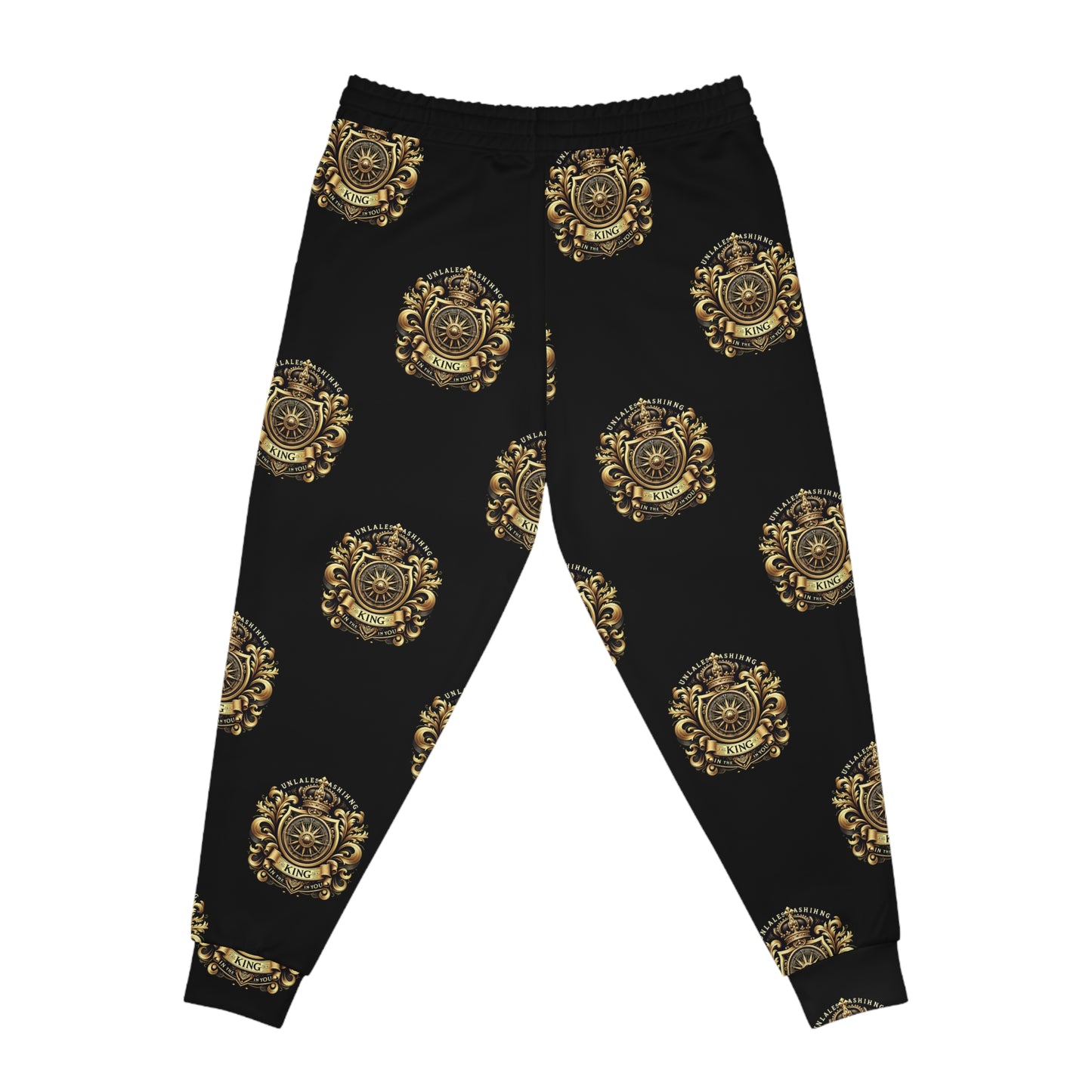 Kingsvault Signature Athletic Joggers – Golden Crown AOP, Premium Comfort Fit