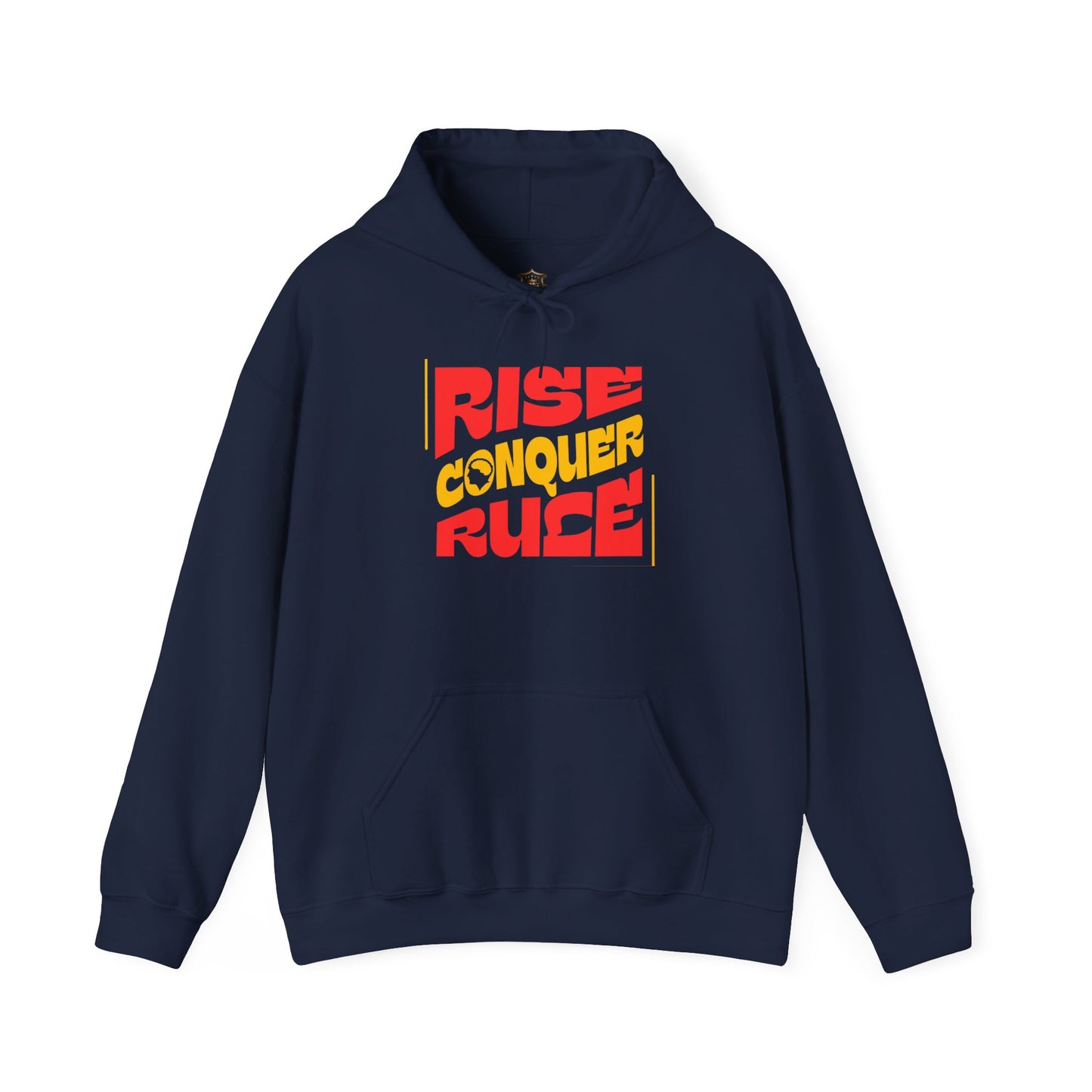 "Rise. Conquer. Rule." Hoodie – Cotton-Poly Blend, Motivational Sweatshirt for Everyday Empowerment