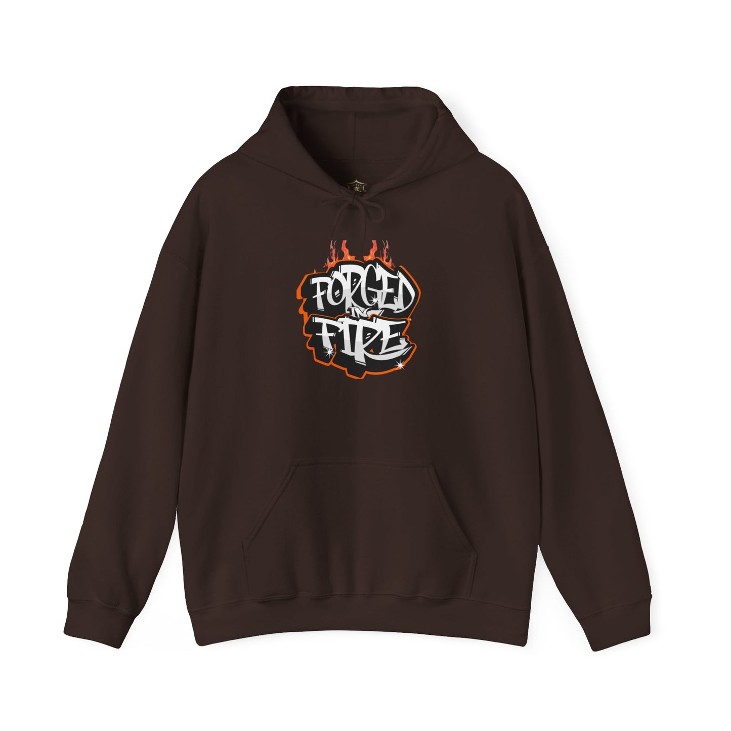 "Forged in Fire" Hoodie – Cotton-Poly Blend, Bold Flame Design