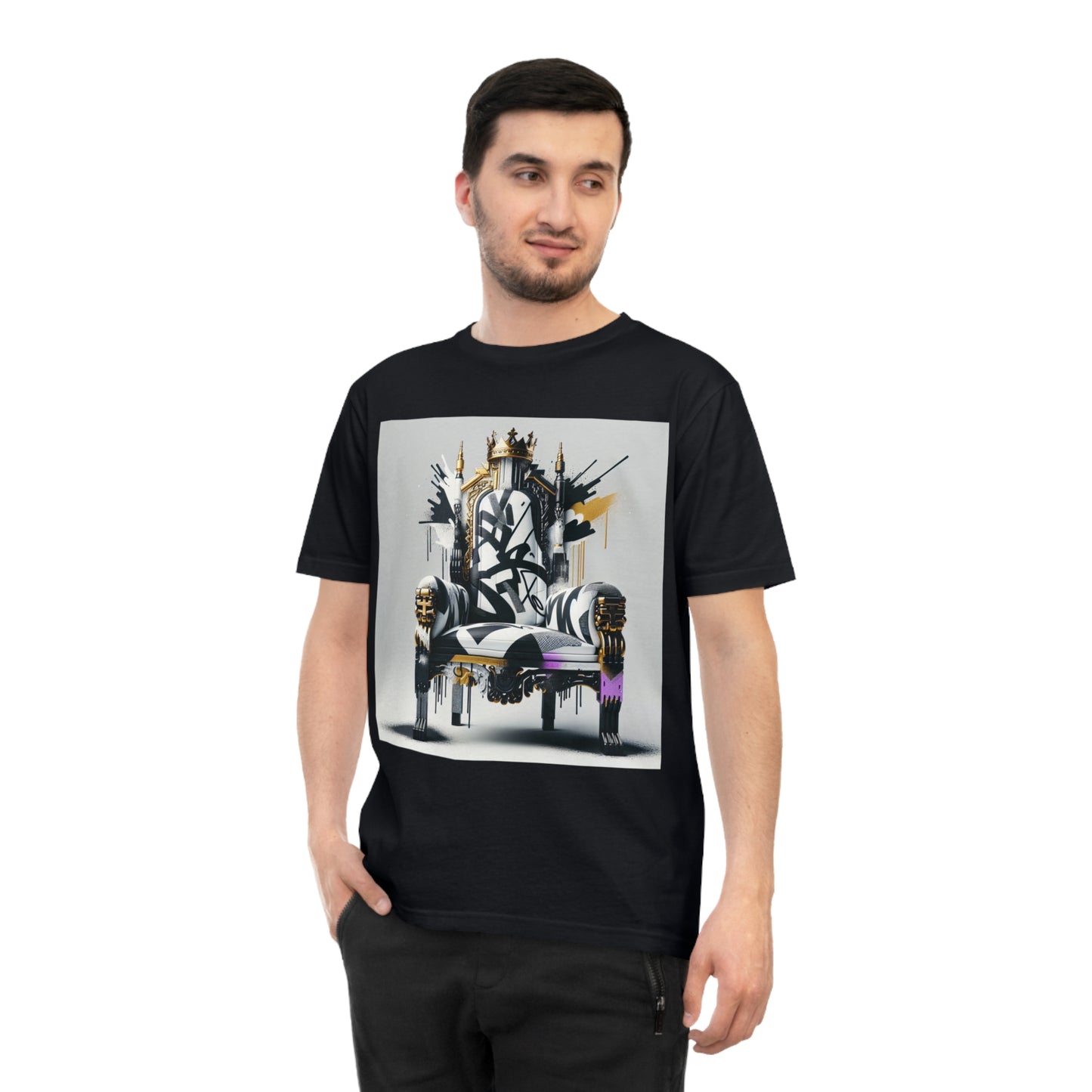 "Graffiti Throne" Classic Jersey T-shirt - Organic Cotton, Bold Urban Royalty Design