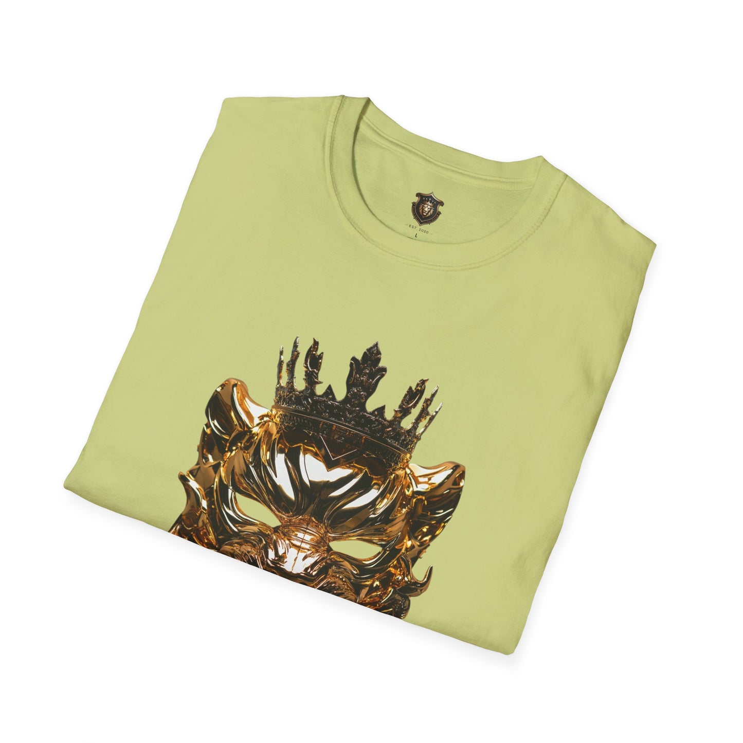 "Regal Mask" Graphic T-Shirt – 100% Cotton, Bold Lion Mask & Crown Design