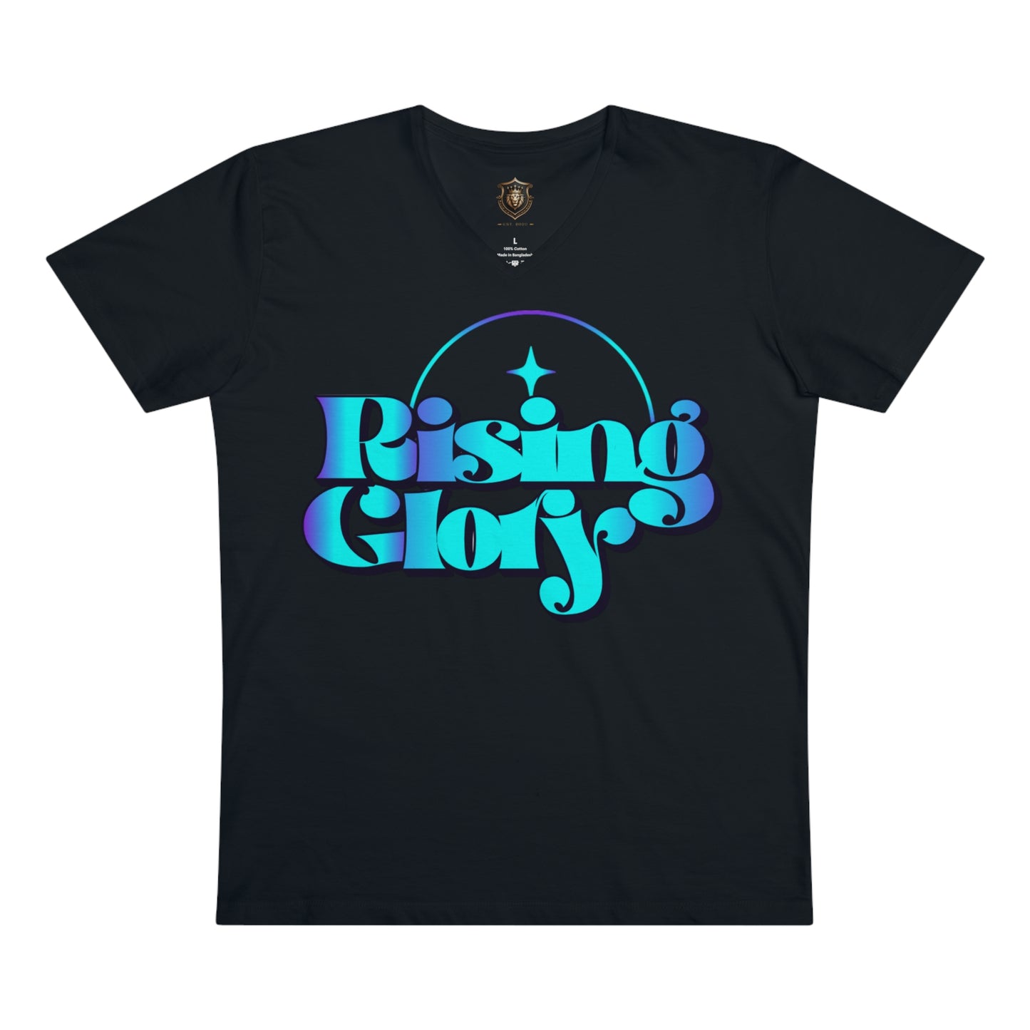 "Rising Glory" V-Neck T-Shirt – Organic Cotton, Shooting Star Statement Design