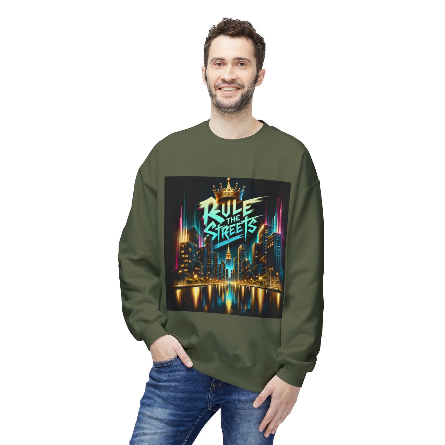 "Rule the Streets" Sweatshirt – Urban Nightscape Design, Classic Fit