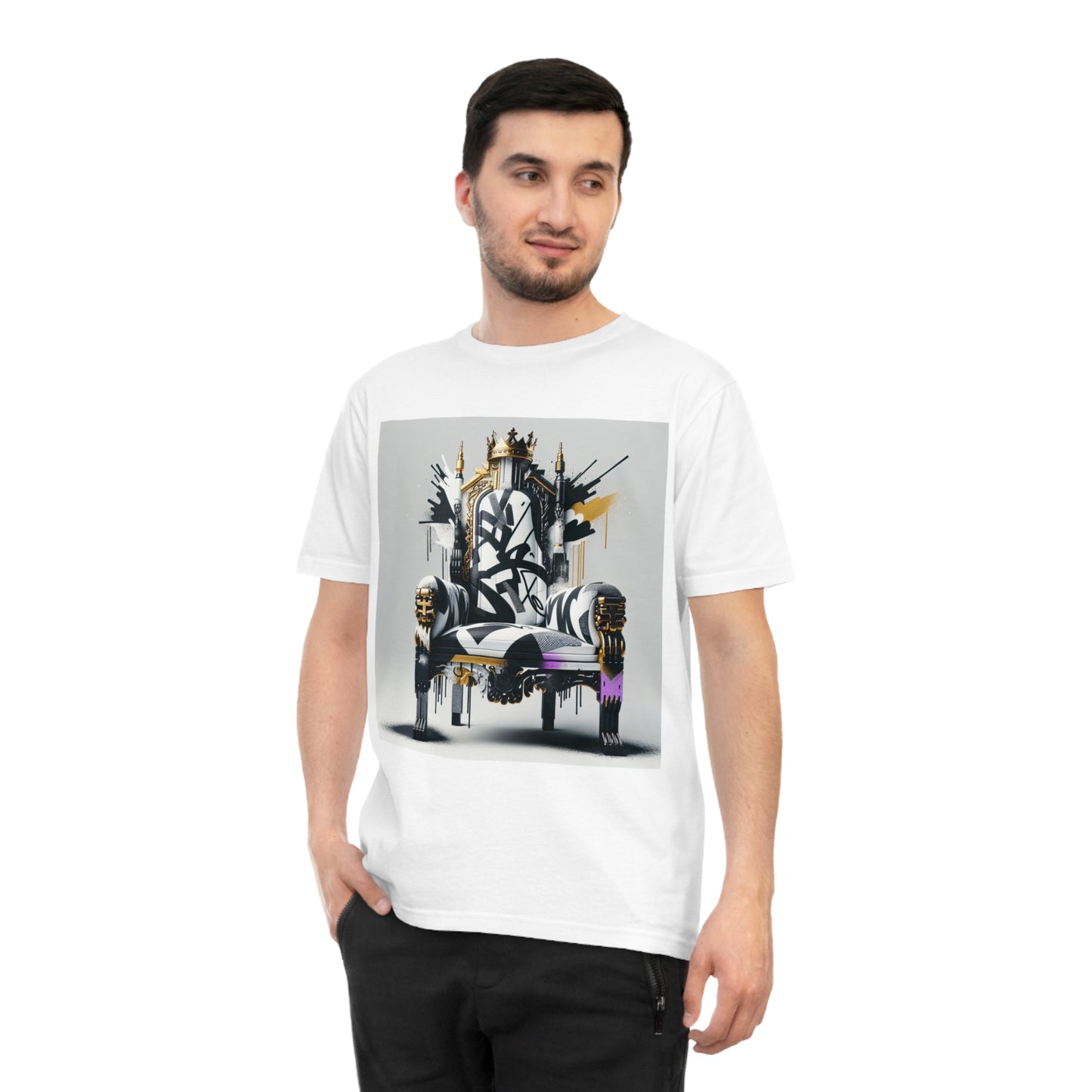 "Graffiti Throne" Classic Jersey T-shirt - Organic Cotton, Bold Urban Royalty Design