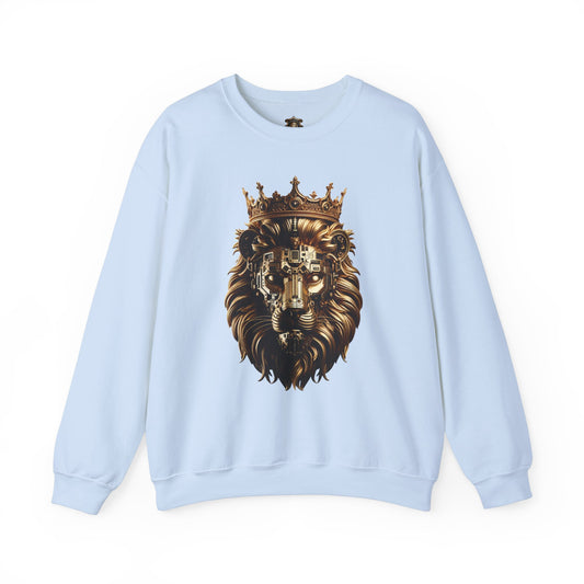 "Golden Majesty" Crewneck Sweatshirt – Cotton-Poly Heavy Blend™, Regal Lion Head Design