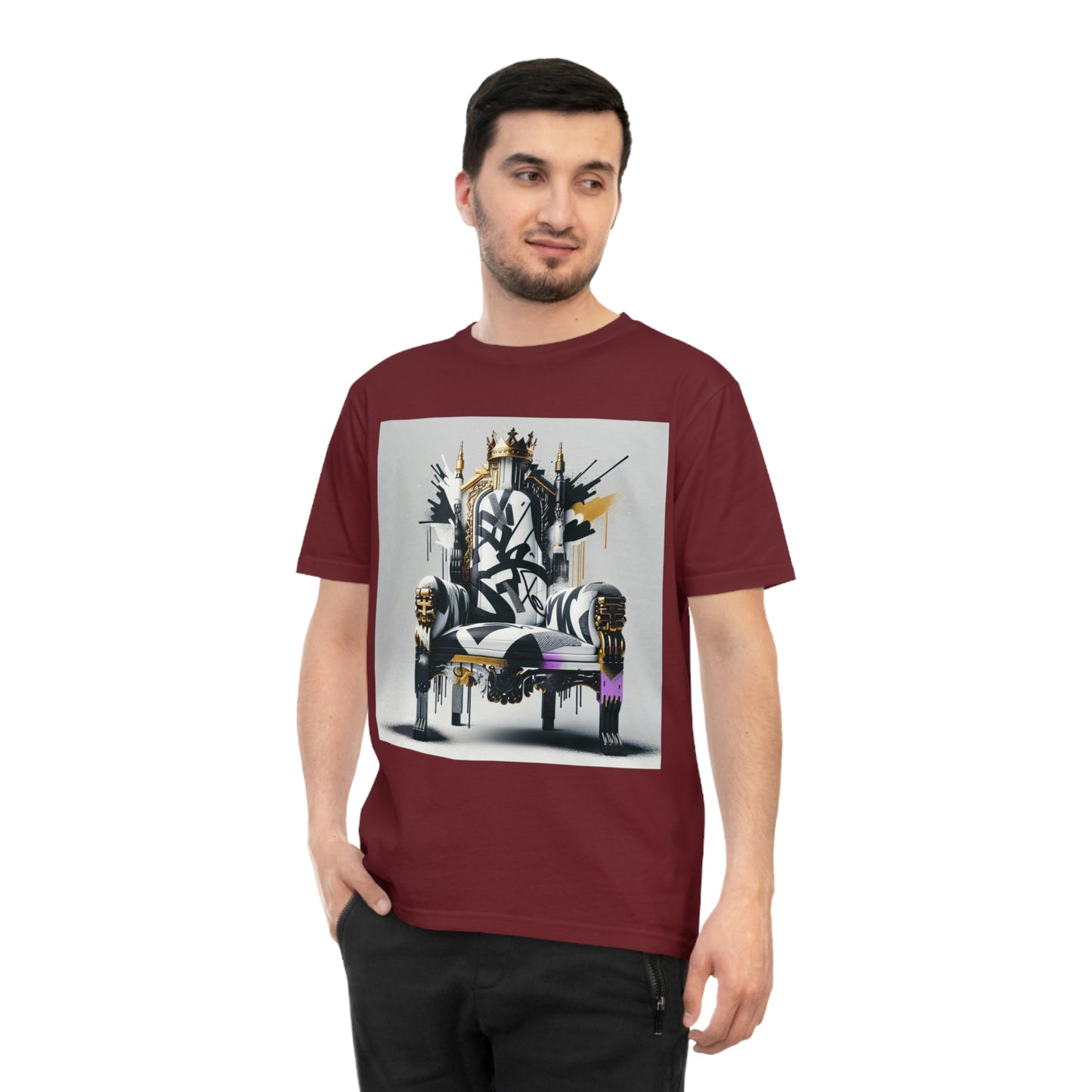 "Graffiti Throne" Classic Jersey T-shirt - Organic Cotton, Bold Urban Royalty Design