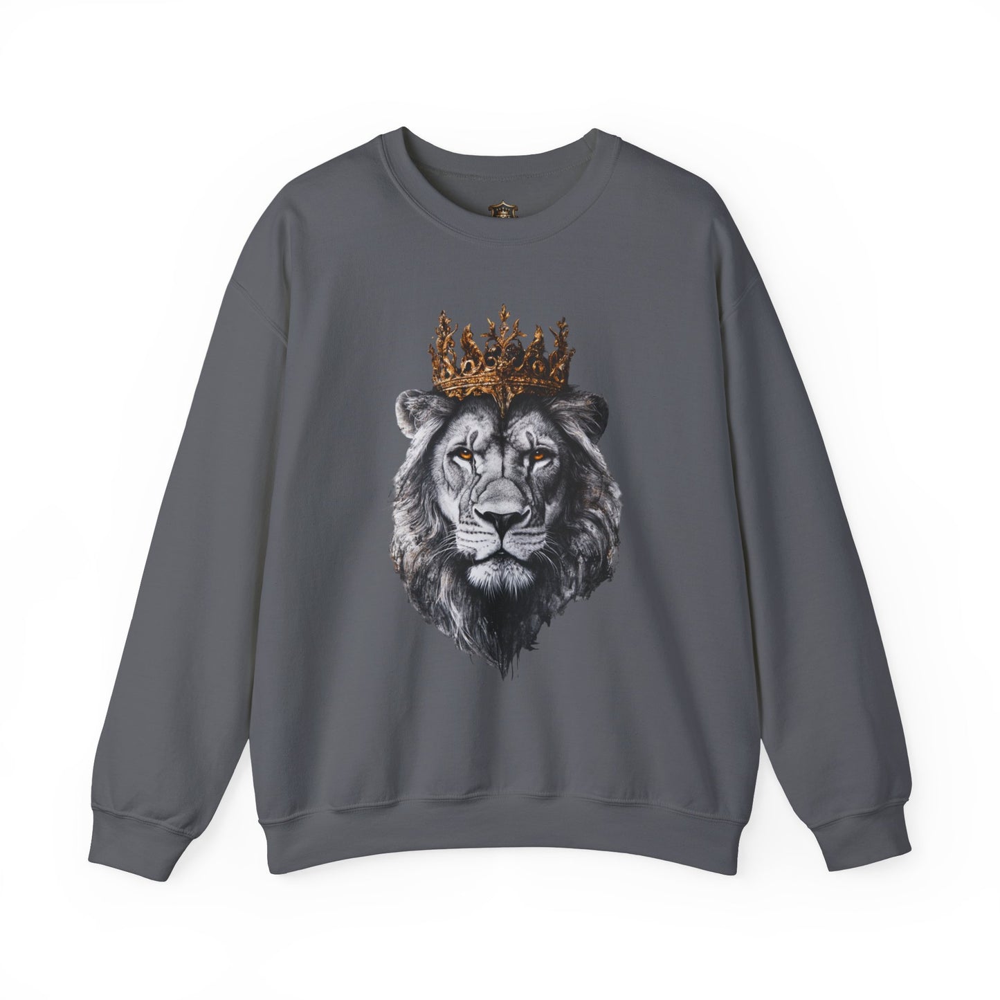 "Fierce Royalty" Sweatshirt – Durable Cotton, Golden Crown Lion Design