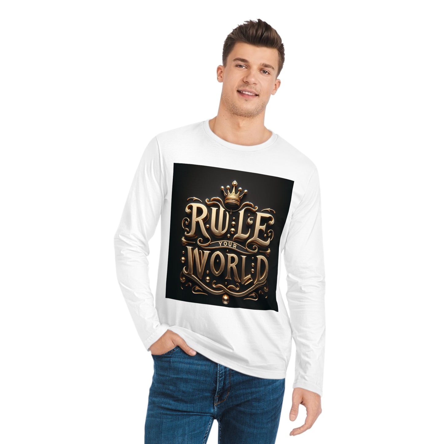 "Rule Your World" Long Sleeve Shirt – Golden Graphic Statement Design