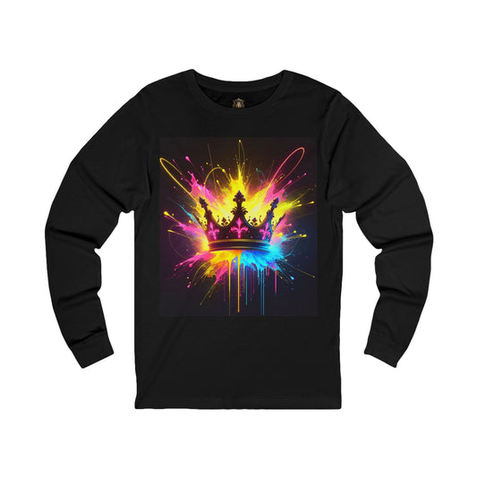 "Graffiti Crown" Long-Sleeve T-Shirt – Cotton-Poly Blend, Vibrant Street Art Design