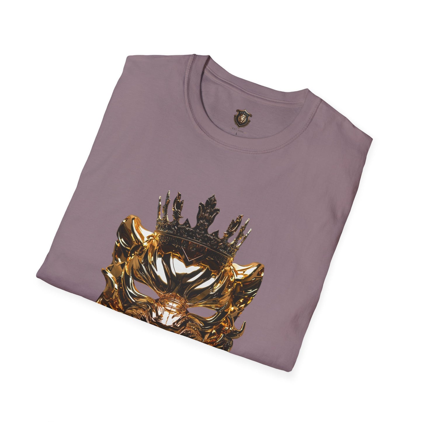 "Regal Mask" Graphic T-Shirt – 100% Cotton, Bold Lion Mask & Crown Design