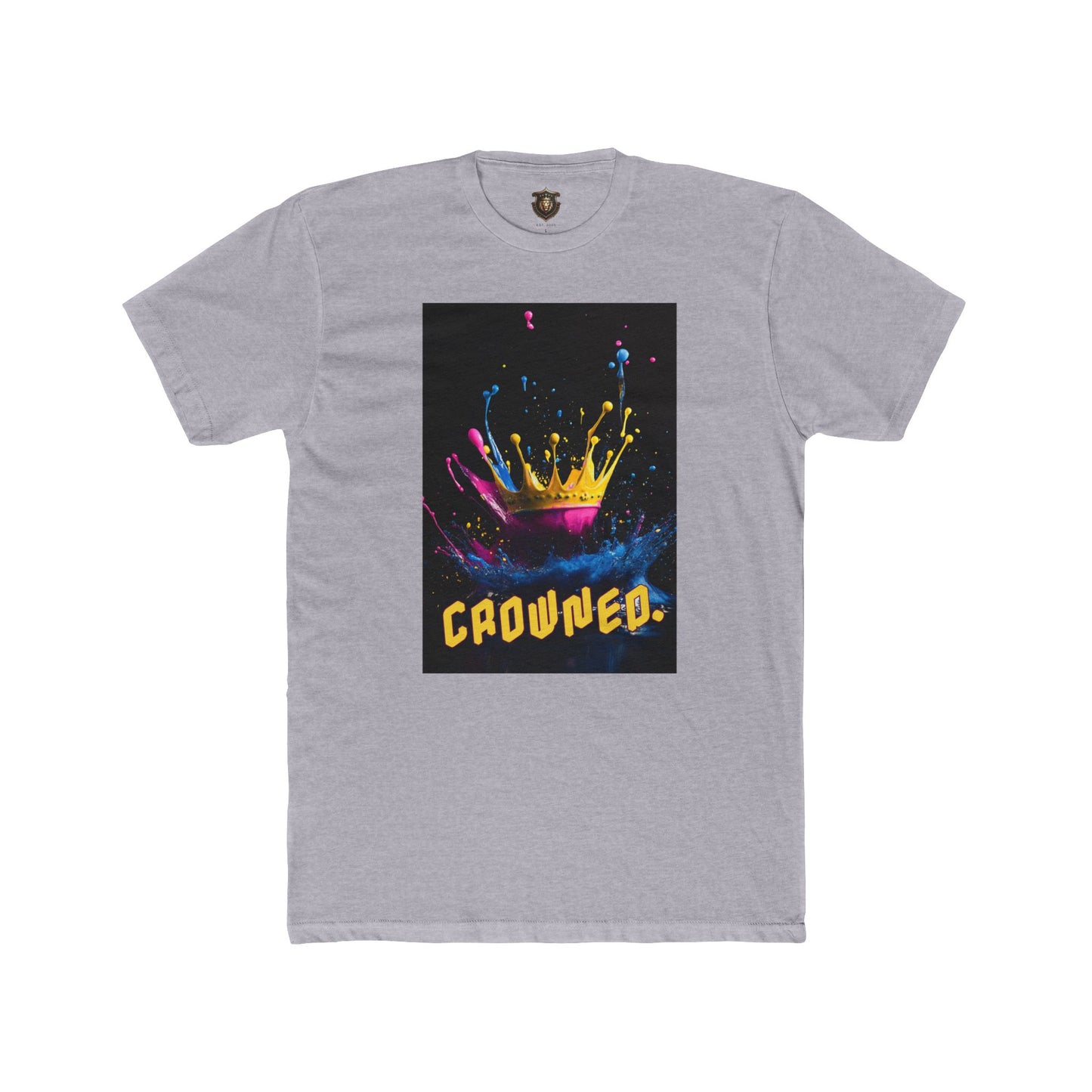 "Crowned" T-Shirt – 100% Cotton, Multicolored Artistic Crown Design