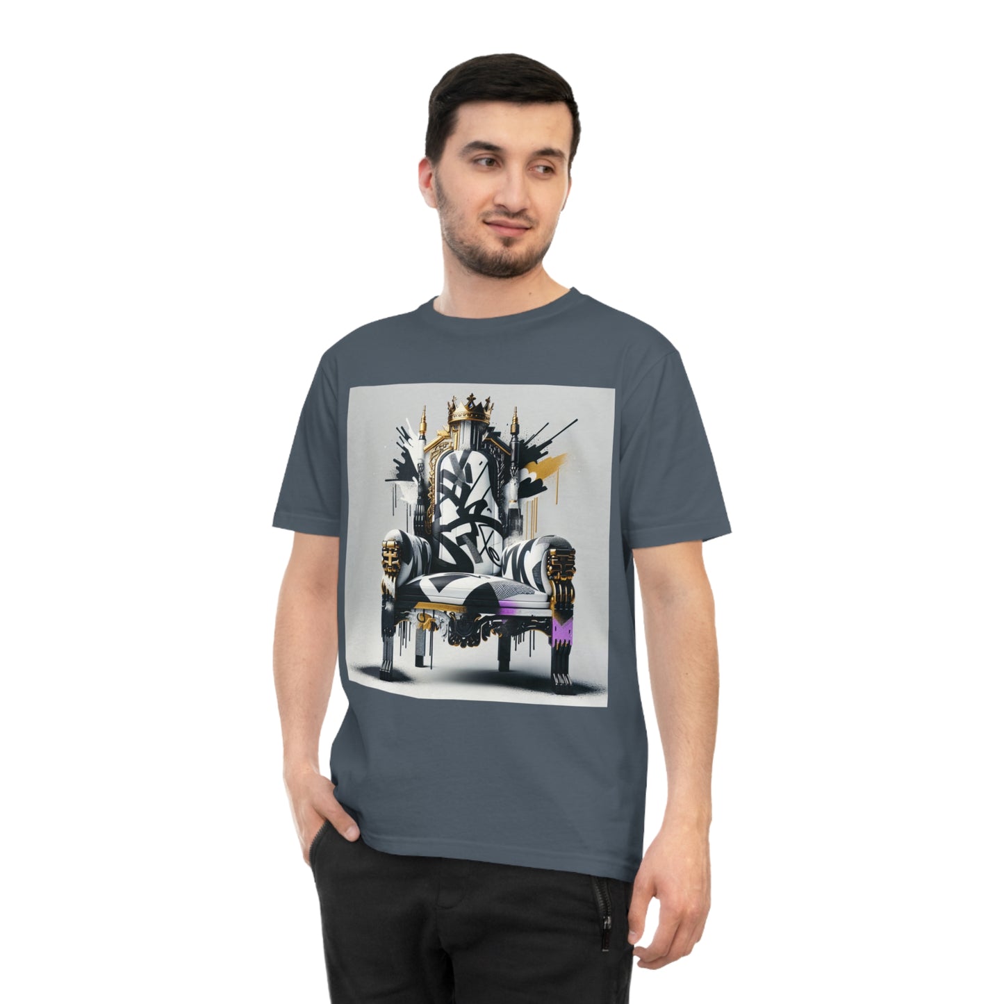 "Graffiti Throne" Classic Jersey T-shirt - Organic Cotton, Bold Urban Royalty Design