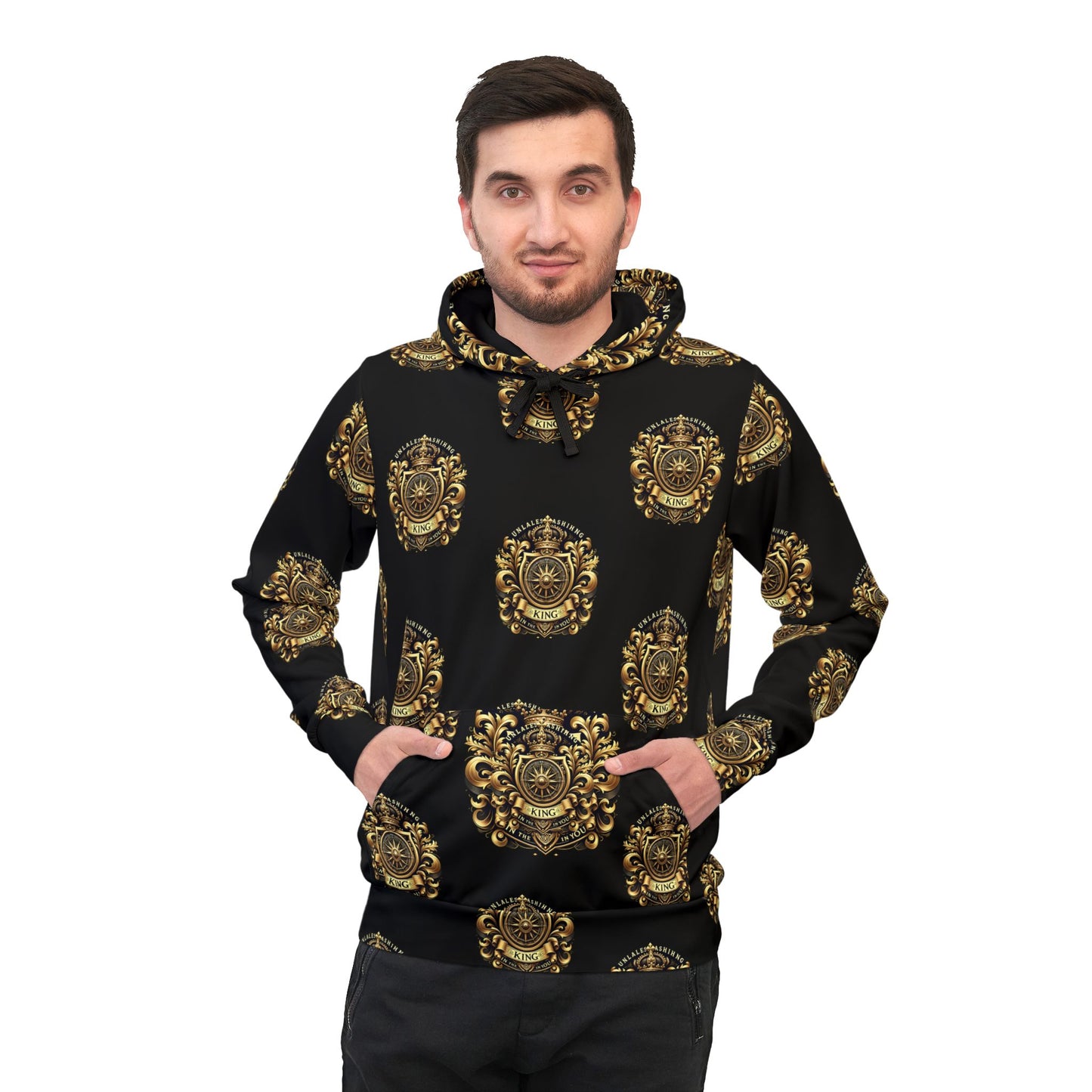 Luxurious Gold Pattern Athletic Hoodie - Stylish Sportswear for Trendsetters